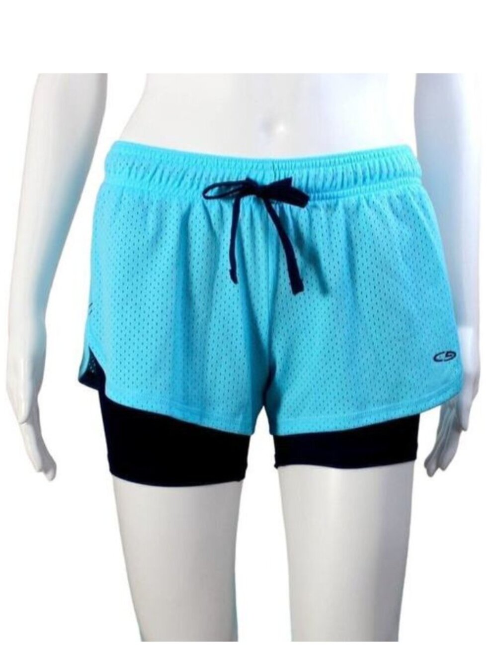 Champion Duo Dry Mesh Athletic Shorts Aqua Blue Black XS NWT Compression Liner